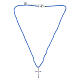 Benedictus 925 silver necklace with light blue beads and cross set with white and blue rhinestones s4