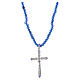 Colar com contas azuis e cruz em prata 925 com zircões brancos Benedictus s3