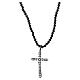 Collana argento 925 rutenio perline nere zirconi bianchi Benedictus s1