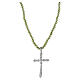 Green glass necklace with rhodium‑plated 925 silver cross and white rhinestones by Benedictus s4