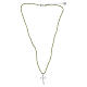 Collier perles vertes croix en argent rhodié zircons blancs Benedictus s3