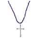 925 Sterling Silver Cross Necklace with White and Purple Zircons, Benedictus s1