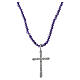 925 Sterling Silver Cross Necklace with White and Purple Zircons, Benedictus s3