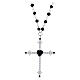 Benedictus 925 silver necklace with cross pendant, black heart rhinestone and faceted black crystal beads s1
