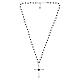 Benedictus 925 silver necklace with cross pendant, black heart rhinestone and faceted black crystal beads s4