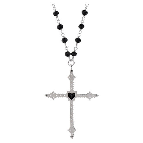 Naszyjnik z krzyżem z czarną cyrkonią w kształcie serca, Benedictus, srebro 925 3