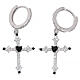 Pendientes cruz zircones blancos corazón negro Benedictus plata 925 rodiada s1