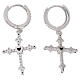 Orecchini croce zirconi bianchi cuore nero Benedictus argento 925 rodio s3