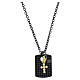 Dog-tag Necklace with Black Zirconia and Hanging Cross, 925 Silver with Ruthenium, Benedictus s1
