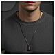 Dog-tag Necklace with Black Zirconia and Hanging Cross, 925 Silver with Ruthenium, Benedictus s2