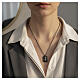 Dog-tag Necklace with Black Zirconia and Hanging Cross, 925 Silver with Ruthenium, Benedictus s4