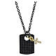 Dog-tag Necklace with Black Zirconia and Hanging Cross, 925 Silver with Ruthenium, Benedictus s5