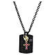 Collier plaquette pavée de zircons noirs croix pendentif argent 925 Benedictus s1