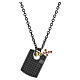 Collier plaquette pavée de zircons noirs croix pendentif argent 925 Benedictus s4