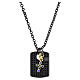 Benedictus men's necklace, military tag with black rhinestones, 925 silver with ruthenium finish s1