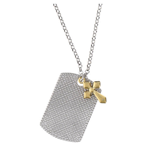 Collar placa plata 925 cruz dorada Benedictus 4