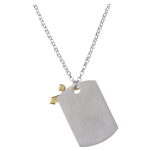 925 Silver Dog-Tag Necklace with Gold Cross, Benedictus 6