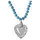 Necklace by Benedictus with turquoise beads and maxi Sacred Heart, rhodium-plated 925 silver s1