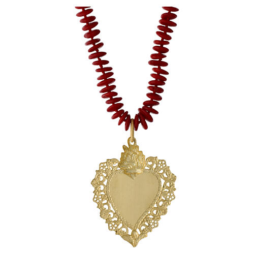 Collier Sacré-Coeur argent 925 doré corail rouge Benedictus 3