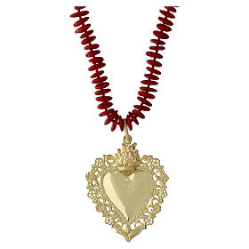 Collana Sacro Cuore argento dorato corallo rosso Benedictus