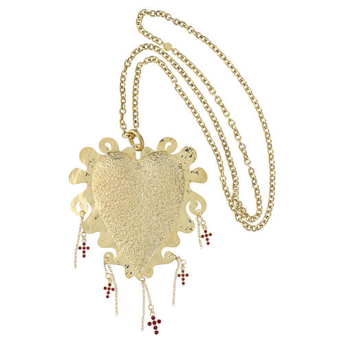 Cor Aureum Maxi Sacred Heart Necklace, 925 Silver, Gold-Plated with Red Zirconia Benedictus 4