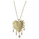 Ethnic Style Heart Necklace with Crosses and Ruby Zircons in 925 Gold-Plated Silver Benedictus s1