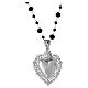 Collana Sacro Cuore argento 925 grani cristallo nero Benedictus s1