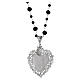 Benedictus Sacred Heart necklace in 925 silver with black faceted crystal beads s3
