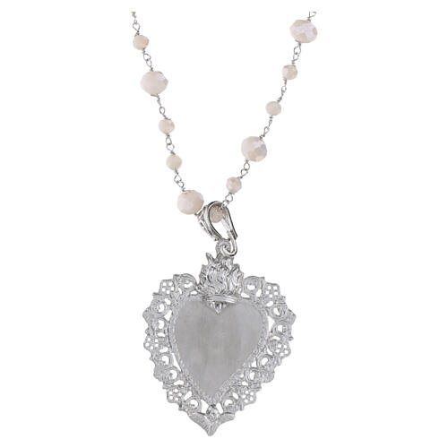 Benedictus Maxi Sacred Heart Necklace with White Crystals, 925 Rhodium-Plated Silver 4