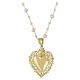 Benedictus 925 Silver Golden Maxi Sacred Heart Necklace with White Crystals s1