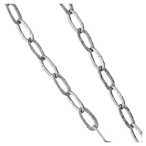 925 Rhodium-Plated Sterling Silver Maxi Sacred Heart Necklace with Hammered Chain Benedictus 4