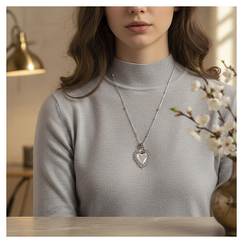 Collier Sacré-Coeur argent 925 rhodié Benedictus 2