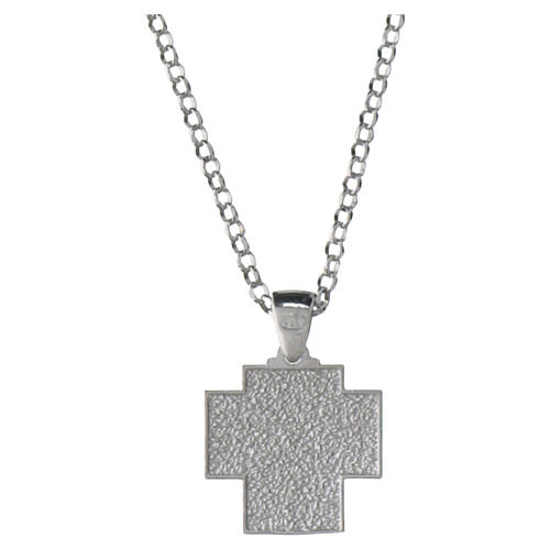 Necklace with cross pendant by Benedictus, Jesus' face bas-relief, rhodium-plated 925 silver 4