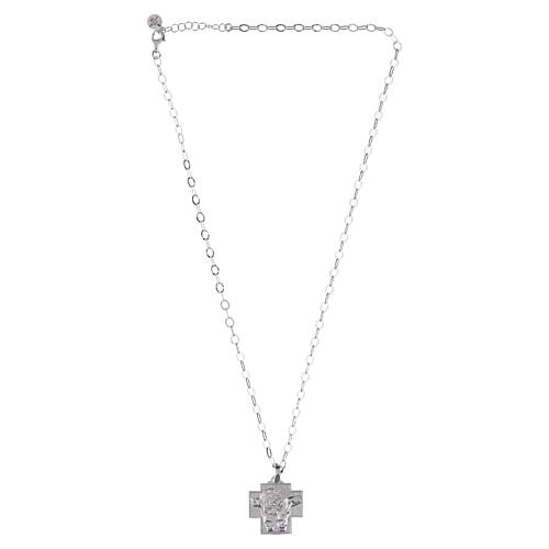 Collar Cruz Jesús Crucifiado plata 925 rodiada Benedictus 4