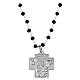 Collar Crucifixión granos cristal negro plata 925 Benedictus s1