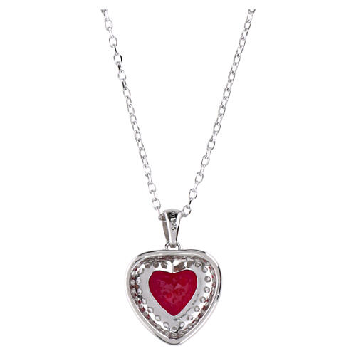 AMEN heart necklace with cherry-red zircon, rhodium-plated 925 silver 4