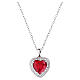 Collar corazón plata 925 rodiada con zircón rojo cereza Amen s1