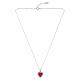 Collana cuore argento 925 rodiato con zircone rosso ciliegia Amen s5