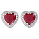 Pendientes corazón zircón rojo cereza plata 925 rodiada AMEN s1