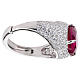 Anillo zircón rojo cereza corazón plata 925 rodiada AMEN s4