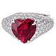 Bague cœur zircon rouge cerise argent 925 rhodié AMEN s3
