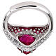 Bague cœur zircon rouge cerise argent 925 rhodié AMEN s5
