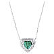 Collar zircón verde corazón pavé blancos AMEN plata rodiada s1