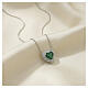 Collier cœur en zircon vert émeraude pavé de zircons blancs AMEN argent 925 rhodié s3