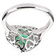 Bague cœur zircon vert pavé de zircons blancs argent 925 rhodié AMEN s5