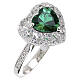 Anello zircone verde a cuore pavé bianchi argento 925 rodiato AMEN s1