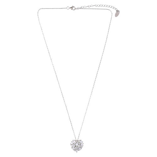 AMEN necklace with heart pendant covered in white zirconia, rhodium-plated 925 silver 4