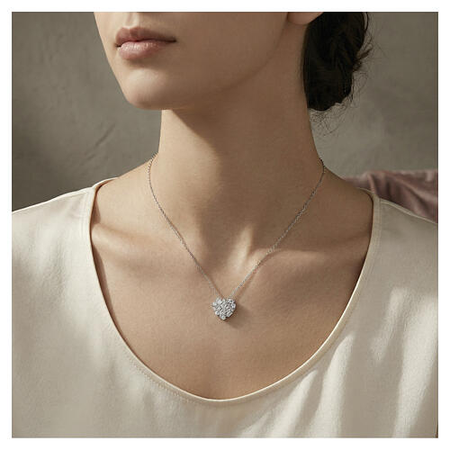 Collier AMEN cœur zircons blancs argent 925 rhodié 2