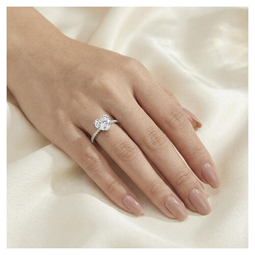 AMEN white heart-cut zircon ring, rhodium-plated 925 silver 2