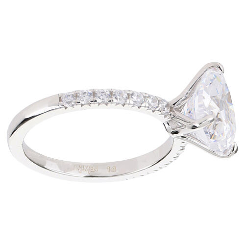 White Heart Zircon Ring, AMEN 925 Silver 4